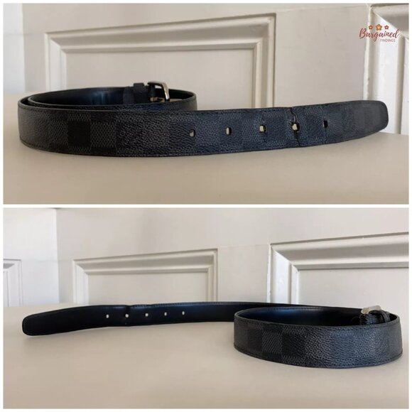 Authentic Louis Vuitton Canvas Leather Damier Graphite Ellipse Buckle Belt 90/36 - Picture 11 of 14